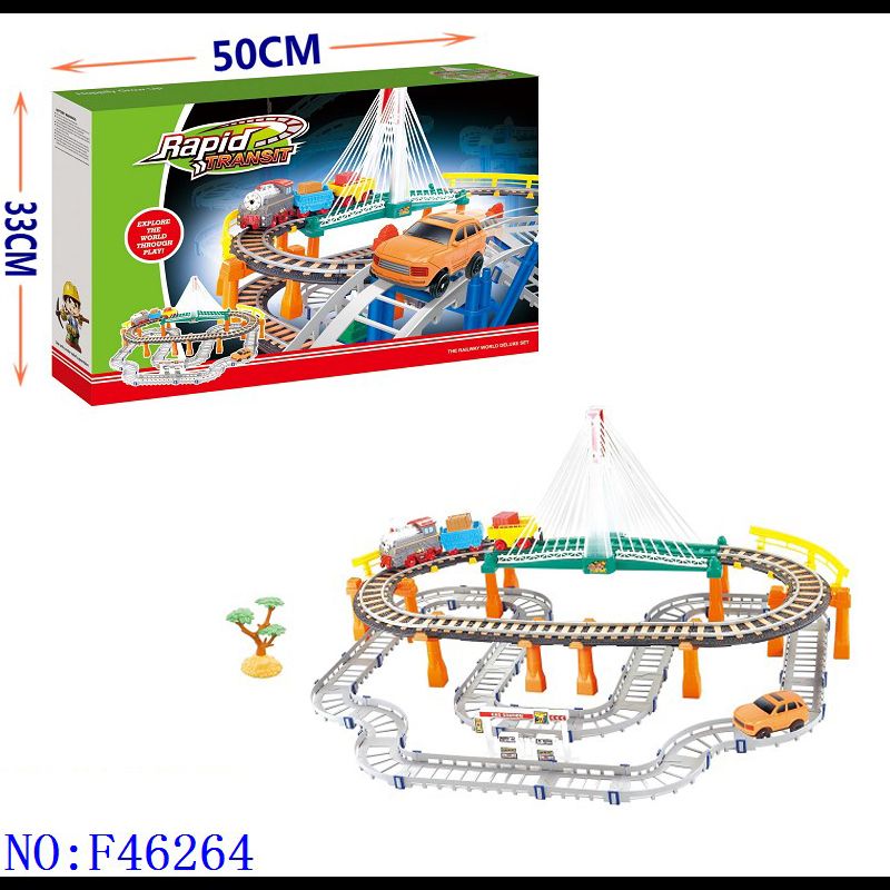 Track car toy man set assemble puzzle children electric track car racing DIY modelling F46264