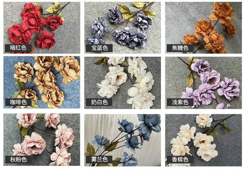 6-head white peony artificial flower, dried flower bouquet for dining room and living room, decorative vase, flower arrangement and floral art detail image 5