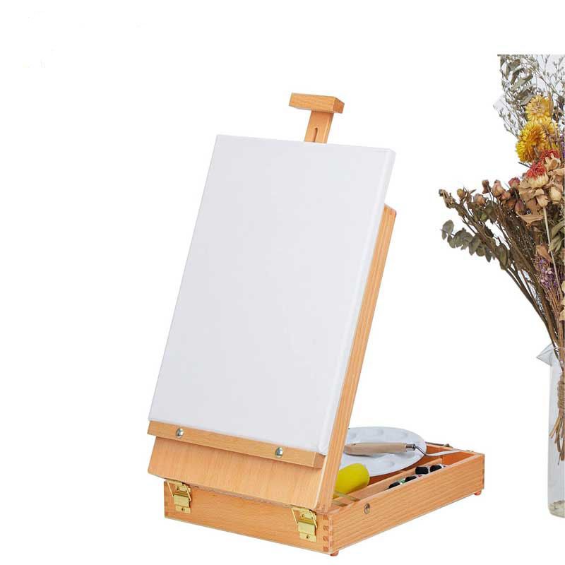 实心榉木可调桌面素描画架带储物盒台式画架