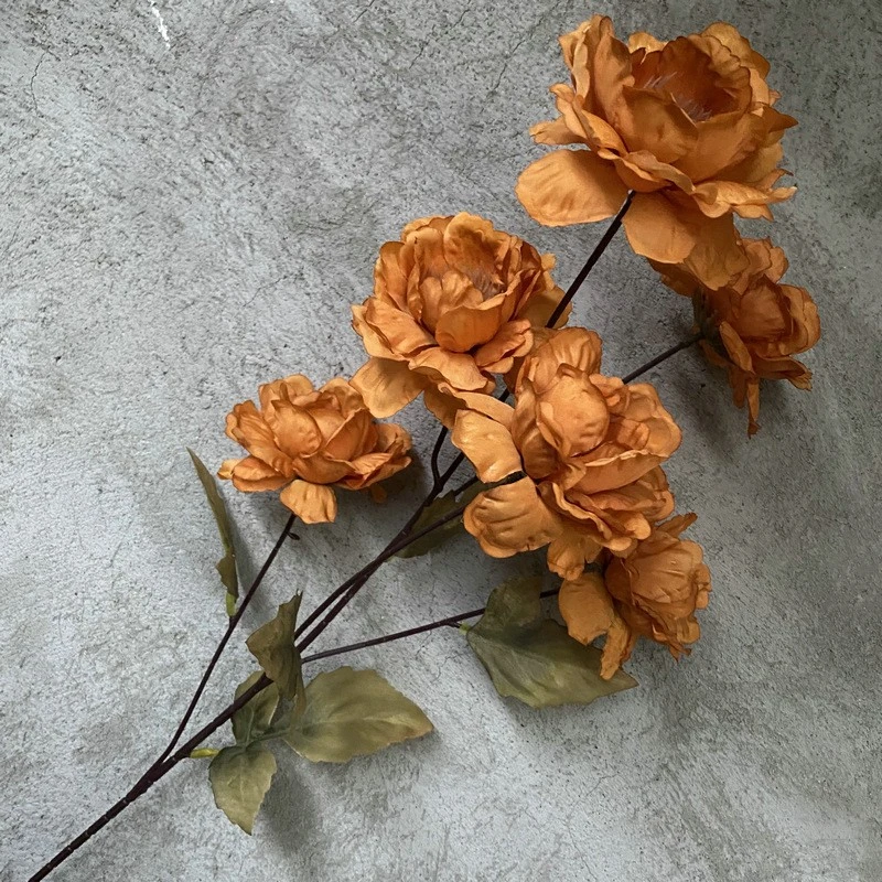 6-head white peony artificial flower, dried flower bouquet for dining room and living room, decorative vase, flower arrangement and floral art detail image 9