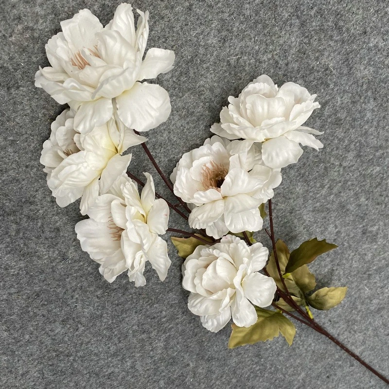 6-head white peony artificial flower, dried flower bouquet for dining room and living room, decorative vase, flower arrangement and floral art detail image 11