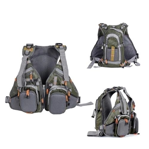 Wholesale fishing vest multi-pocket fishing suit horse clip fly fishing chest bag vest Multi-function double shoulder back 7 thumbnail