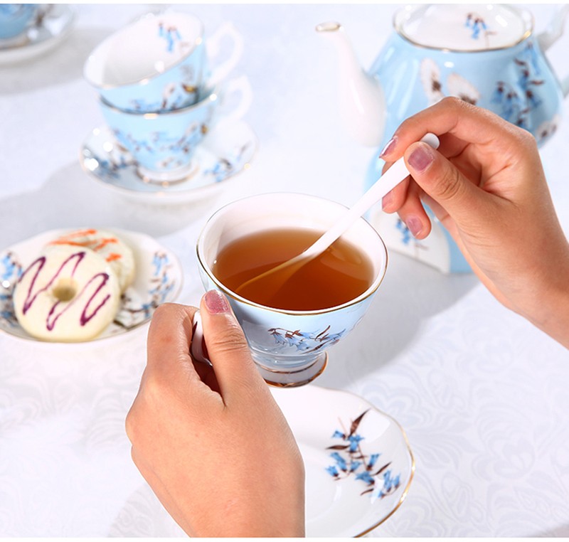陶瓷咖啡具骨瓷咖啡具咖啡杯单杯杯碟英式下午茶套装15件套欧式茶具水具六杯碟田园风详情6