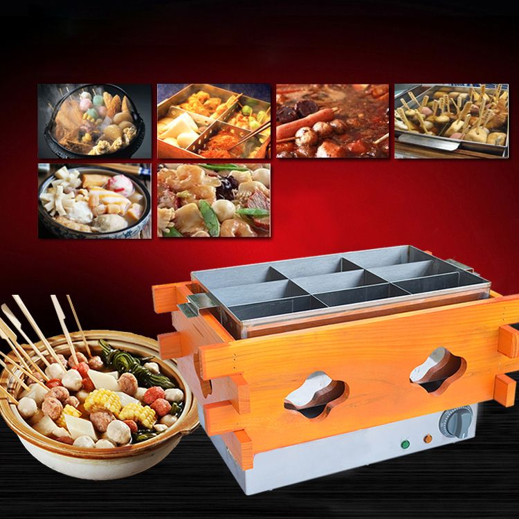 Commercial nine-compartment oden and skewer machine, FY-25 meatball cooking machine, spicy hot pot machine, wooden frame oden Specification image