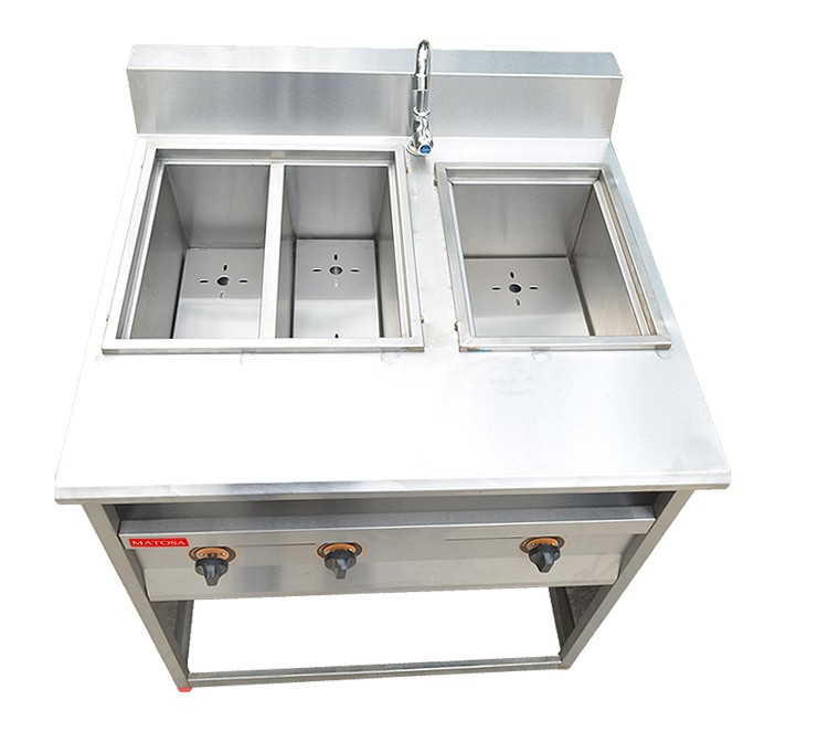 Vertical four-compartment noodle cooker with soup pool FY-4HX.R-2 gas noodle cooker for commercial spicy hot pot skewers detail image 8