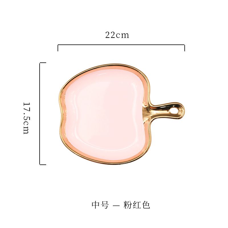 Creative apple plate, pizza plate, European-style golden edge Western cuisine steak inventory, heart plate, Instagram popular dessert plate, breakfast plate Application Scenario