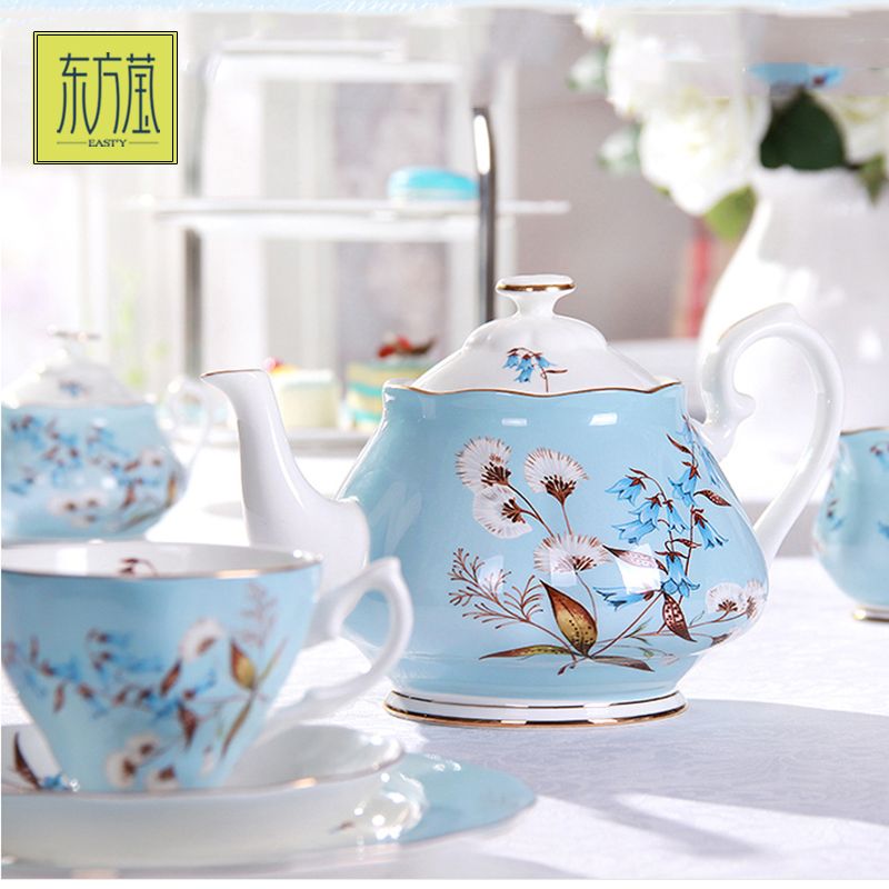 陶瓷咖啡具骨瓷咖啡具咖啡杯单杯杯碟英式下午茶套装15件套欧式茶具水具六杯碟田园风