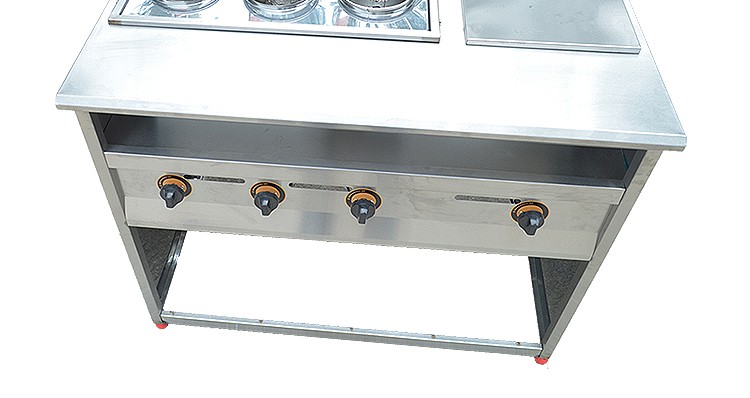 Vertical six-compartment noodle cooker with soup pool FY-6HX.R-2 gas noodle cooker for commercial spicy hot pot skewers detail image 8