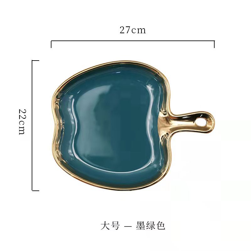 Creative apple plate, pizza plate, European-style golden edge Western cuisine steak inventory, heart plate, Instagram popular dessert plate, breakfast plate Item Picture
