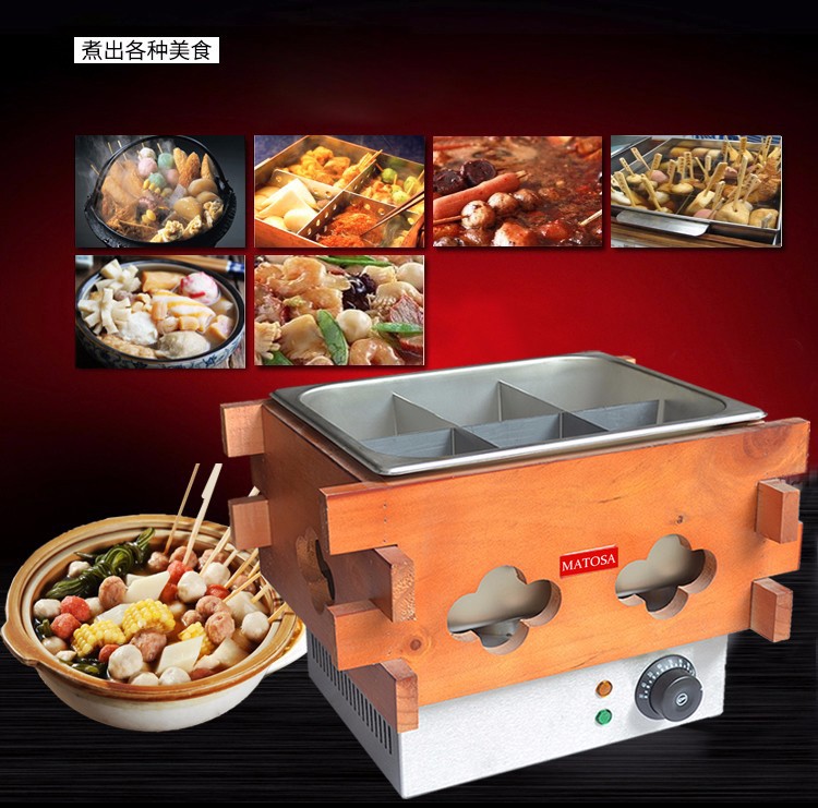 Commercial electric six-compartment oden FY-15A single-tank spicy hot pot, skewer and meatball cooking machine snack equipment detail image 2