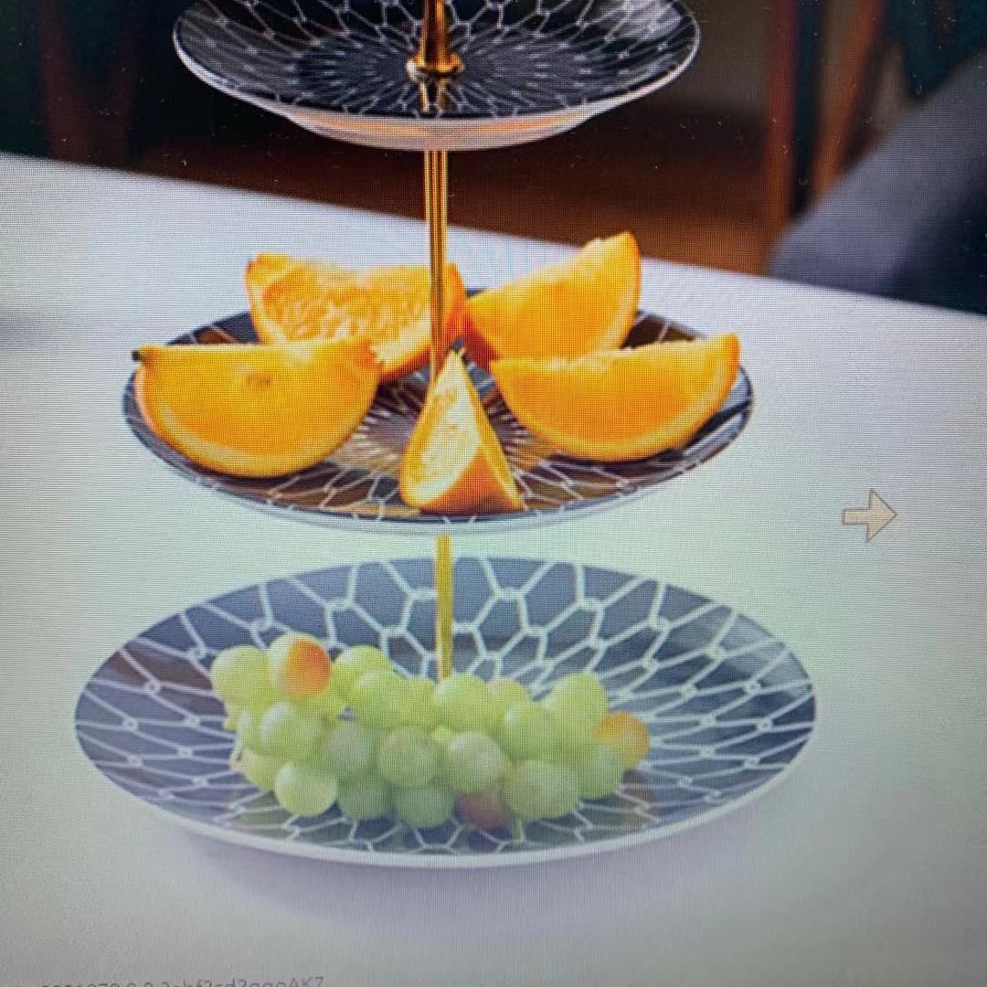 Multi-layer fruit plate, European-style living room home, double and three-layer candy and snack storage plate, coffee table, dessert and pastry rack details Picture