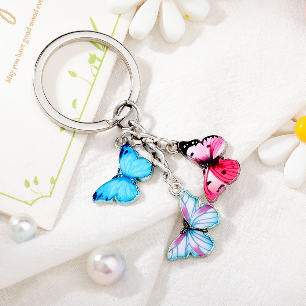 Acrylic three strings of super cute little bow keychain series mixed various 9242
