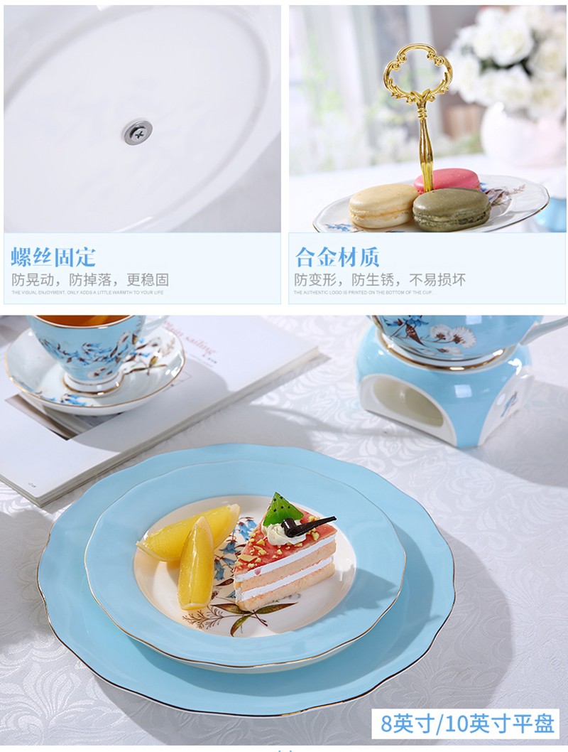 陶瓷咖啡具骨瓷咖啡具咖啡杯单杯杯碟英式下午茶套装15件套欧式茶具水具六杯碟田园风详情12