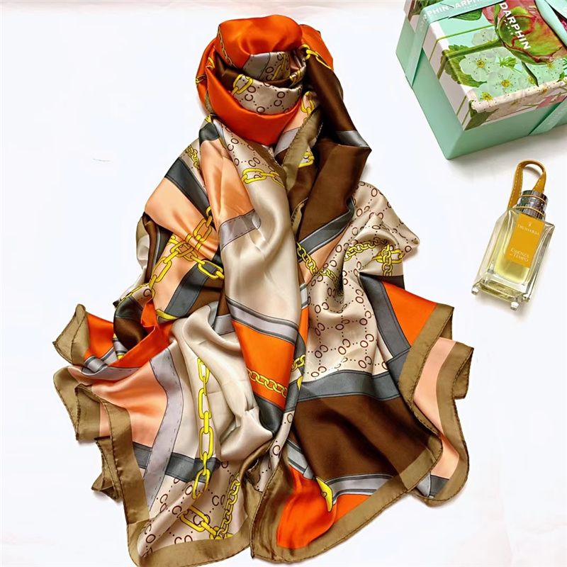 Fine Silk Blended Scarf Mulberry Silk Shawl Thin Embroidered Everything Temperament Long Silk Scarf Shawl Gift Box 39