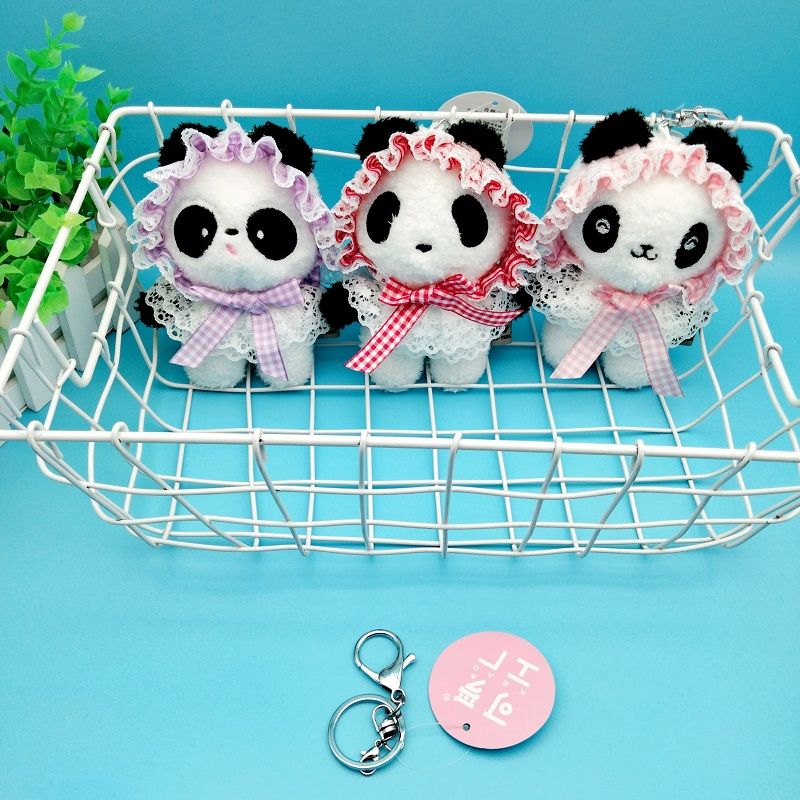 New Lolita bear plush doll pendant keychain cute panda bag pendant for men and women gifts