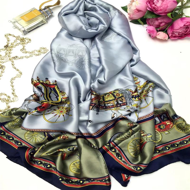 Fine Silk Blended Scarf Mulberry Silk Shawl Thin Embroidered Everything Temperament Long Silk Scarf Shawl Gift Box 43