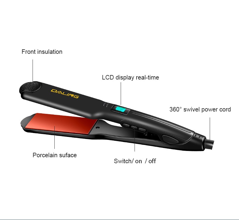 DALING LED intelligent temperature-controlled electric splint DALING-5022 Hair straightener, dual-purpose dry and wet hair straightener without damaging hair, negative ion hair perming device for export wholesale detail image 9