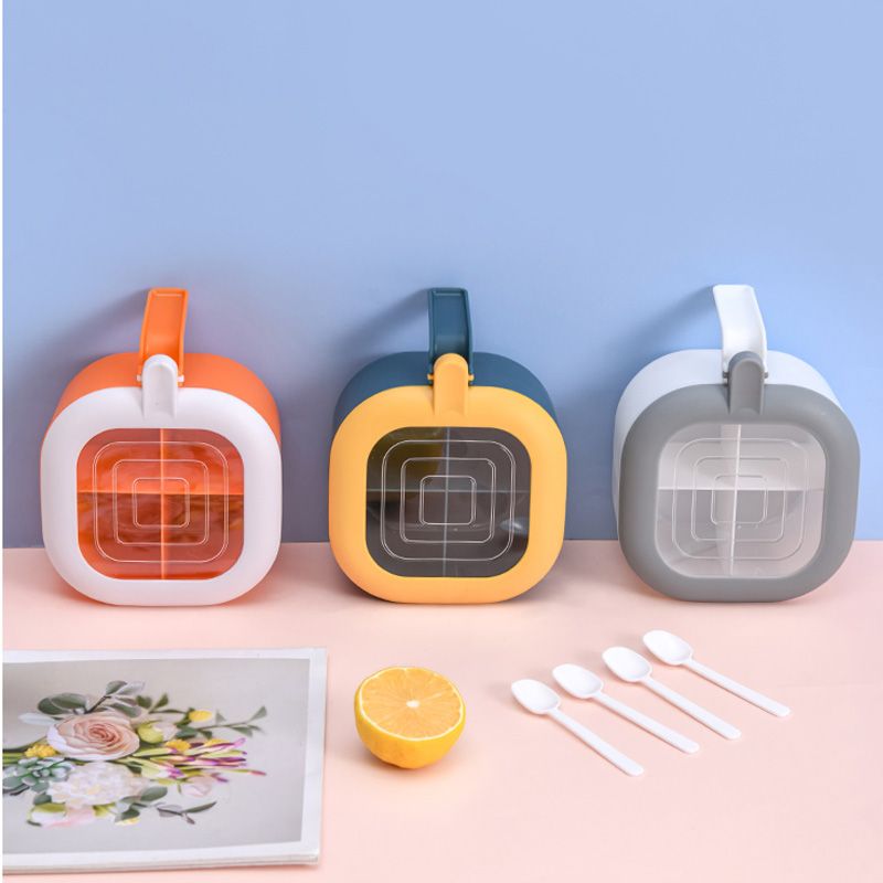 Four-compartment integrated seasoning box, kitchen PP storage box, monosodium glutamate, household seasonings, salt jar, sugar seasoning jar details Picture
