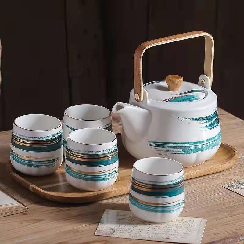 油墨画系列家用茶具套装创意礼品带托盘茶具一壶四杯陶瓷茶具礼盒详情图2