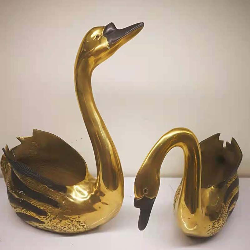 Bronze Carving Brass Couple Goose Office Home Living Room Interior Copper Decoration Soft Decoration Modern Gift Gift 5 details Picture