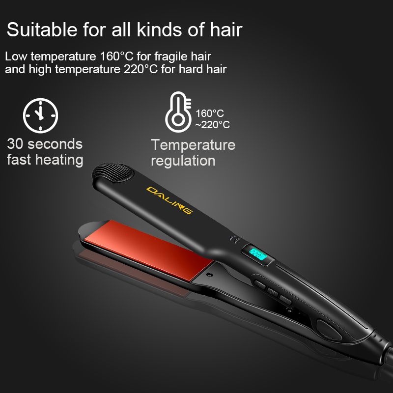 DALING LED intelligent temperature-controlled electric splint DALING-5022 Hair straightener, dual-purpose dry and wet hair straightener without damaging hair, negative ion hair perming device for export wholesale Specification image