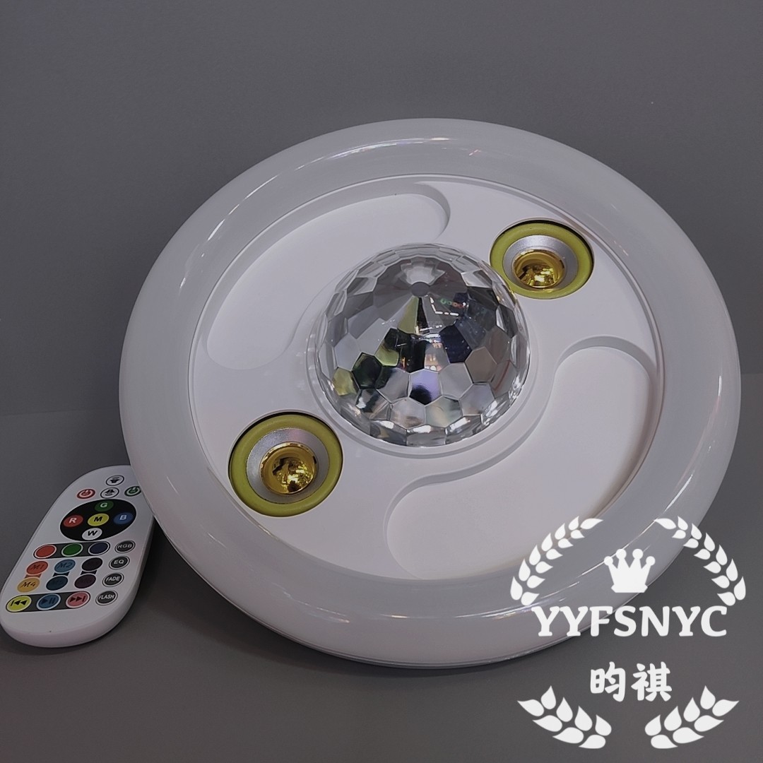 LED新款魔球蓝牙音乐灯 带遥控RGB七彩灯E27螺口灯飞碟灯详情图1