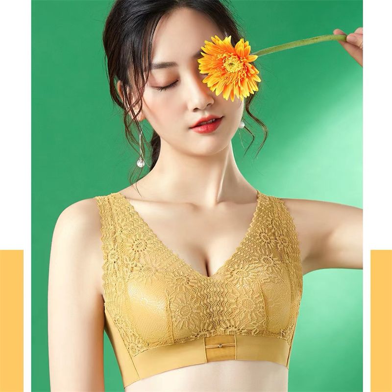 Autumn/Winter 2022 Fashion New Deep V Lace Adjustable Underwear Retraction Bra 36