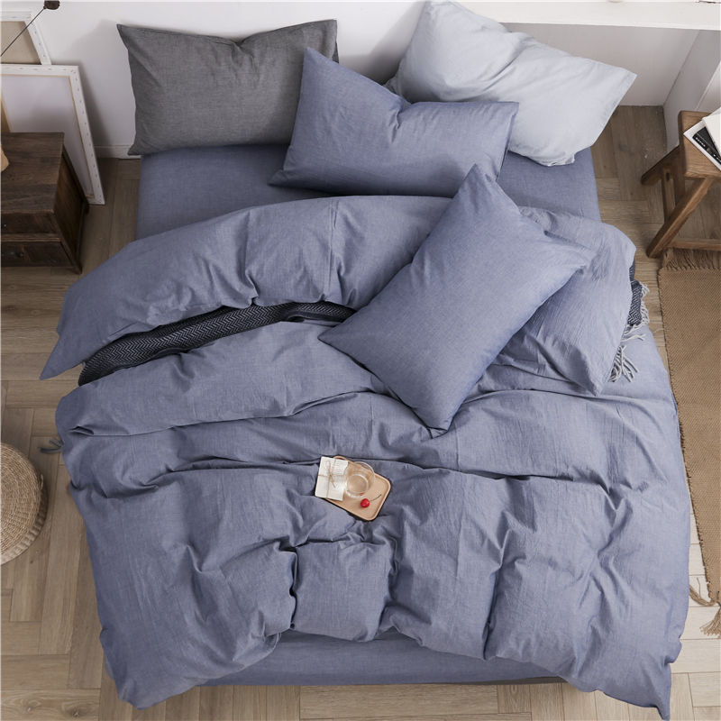 Muji 4-Piece All-Cotton 100 Washable Cotton Sheet And Bed Cover For Student Dormitory Bedding 4 details Picture