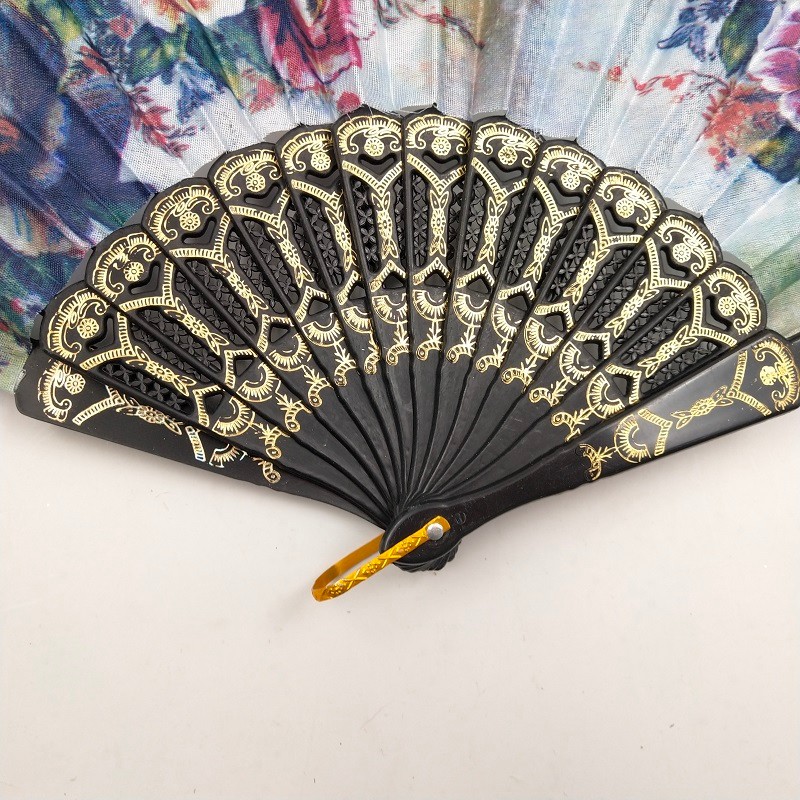 西班牙花边扇   女士扇子  优质黑色蕾丝高档折扇  黑杆舞蹈扇  批发详情图8
