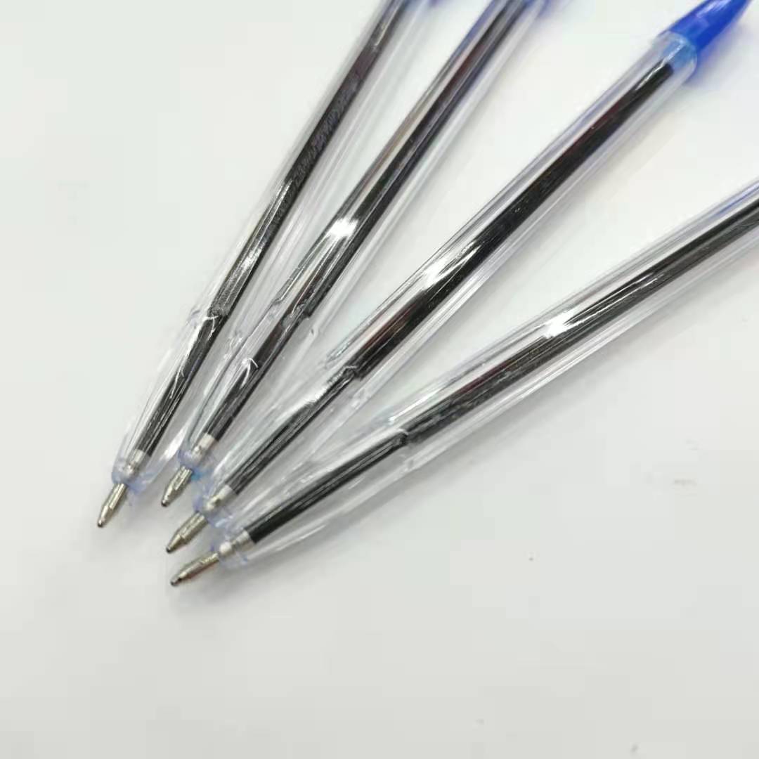 Simple ballpoint pen, transparent rod ballpoint pen, blue core, student writing and office supplies Item Picture