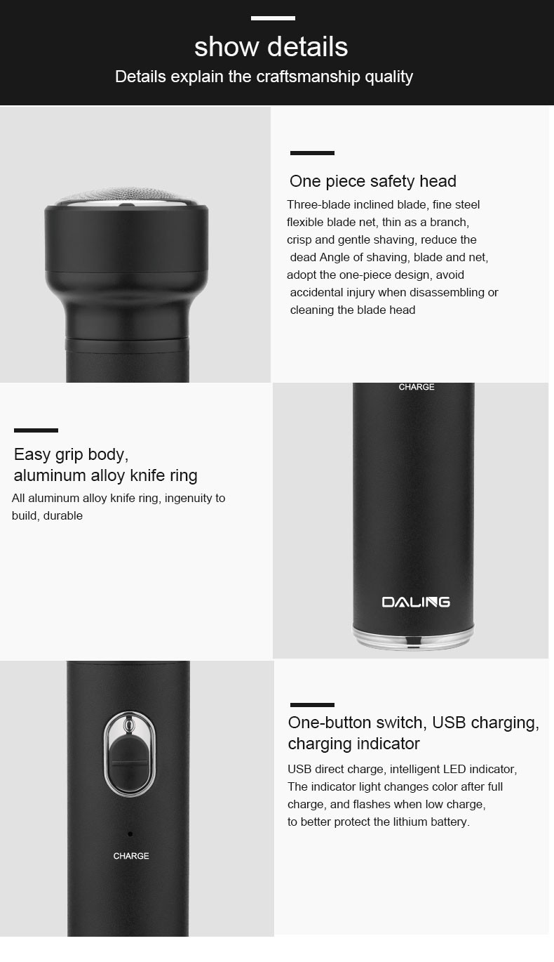 DALING Electric Nasal Hair Trimmer DALING-7009 Men's Nasal Hair Cleaning and Shaving Device, rechargeable nasal hair trimmer, wholesale for export detail image 9