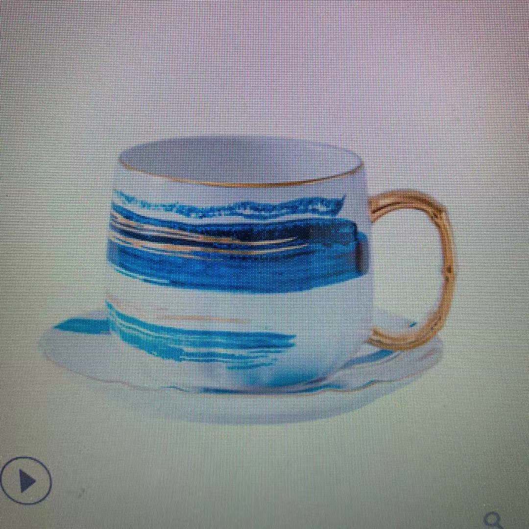 Ink painting series matte gold coffee cups, creative watercolor ink ceramic tea cups, mugs with ceramic plates Specification image