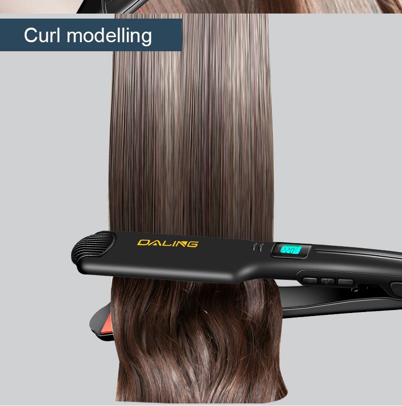 DALING LED intelligent temperature-controlled electric splint DALING-5022 Hair straightener, dual-purpose dry and wet hair straightener without damaging hair, negative ion hair perming device for export wholesale detail image 4