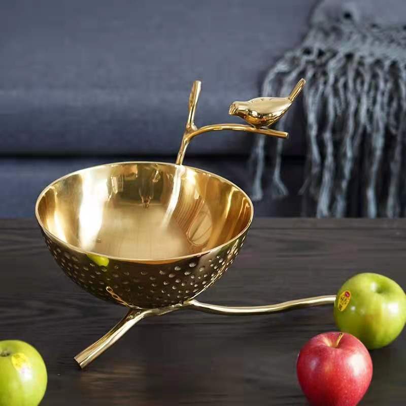 European-American Handmade Copper Bird Twigs Creative Storage Tray Large Fruit Tray Fruit Basket Soft Decoration Home Ornaments 9 details Picture