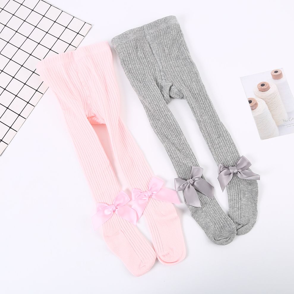 2021 Korean Spring and Autumn New style Baby big Bow Girls Tights, Children and infants big pp pantyhose thumbnail