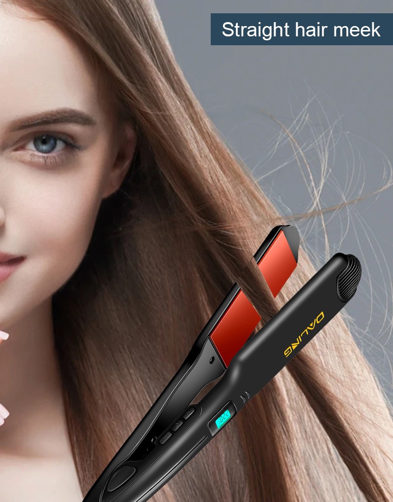 DALING LED intelligent temperature-controlled electric splint DALING-5022 Hair straightener, dual-purpose dry and wet hair straightener without damaging hair, negative ion hair perming device for export wholesale detail image 3