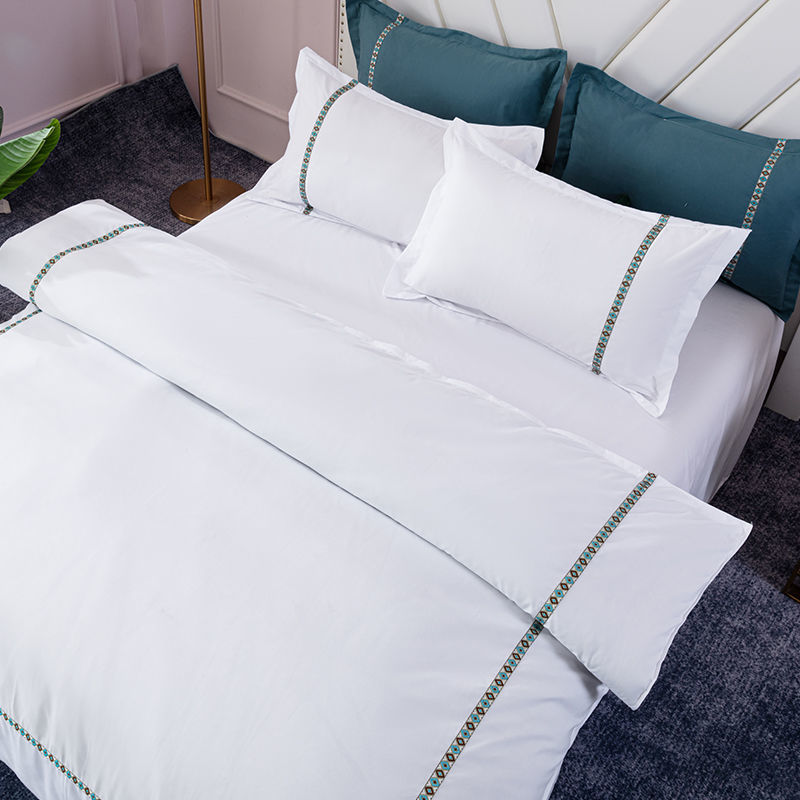 Hotel Four-Piece Webbing Simple Soft Solid Color 4-Piece Three-Piece Hotel Single And Double Bed Set Suite Item Picture