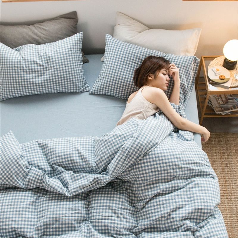 Muji 4-Piece All-Cotton 100 Washable Cotton Sheet And Bed Cover For Student Dormitory Bedding 4 Item Picture