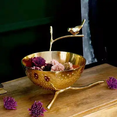 European-American Handmade Copper Bird Twigs Creative Storage Tray Large Fruit Tray Fruit Basket Soft Decoration Home Ornaments 9
