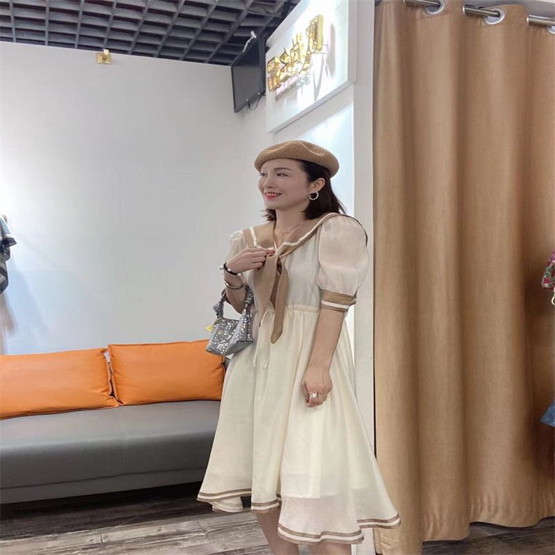 欧韩2021年夏季新款上市中长款宽松显瘦修身流星均码女装时尚休闲V领女式连衣裙13