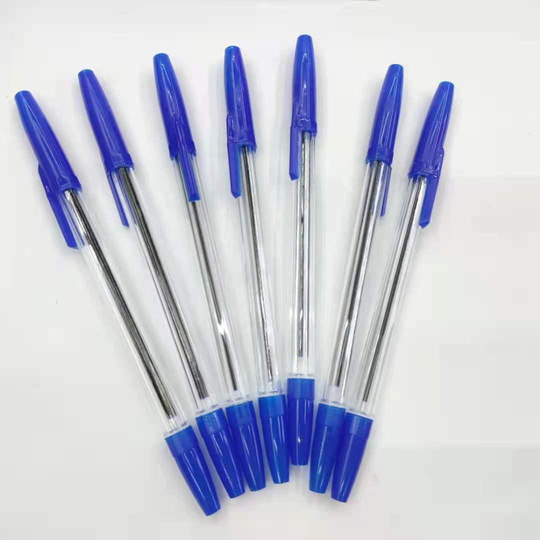 Simple ballpoint pen, transparent rod ballpoint pen, blue core, student writing and office supplies Application Scenario
