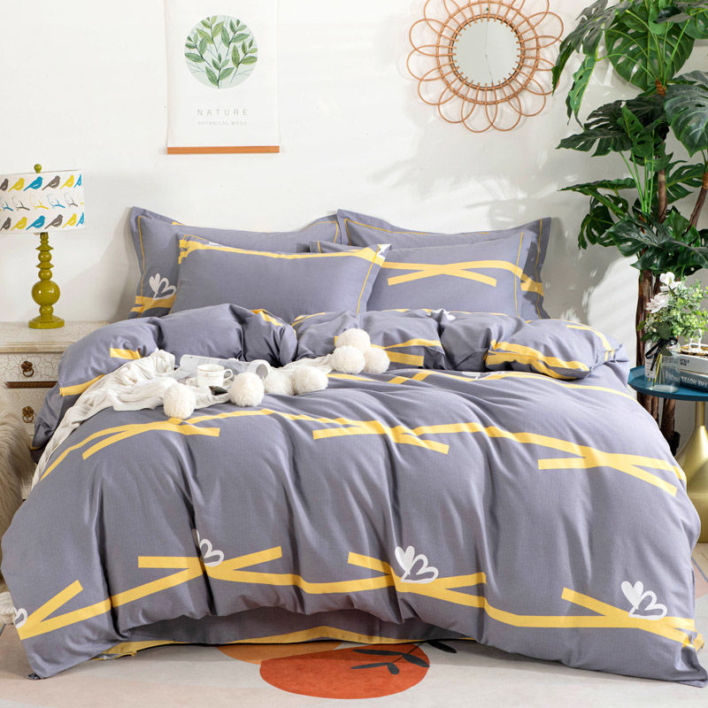 100% Cotton 4-Piece Set Thickened Cotton 4-Piece Set Ground 1.2M1.5m1.8m2 Meter Bedding Simple Specification drawing