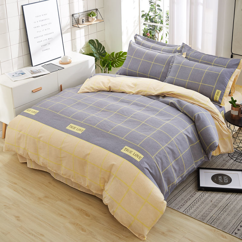 Thickened 100% Cotton 4-Piece Cotton Bed Sheet And Bed Cover Simple Double Student Dormitory 3-Piece Bedding Application Scenario
