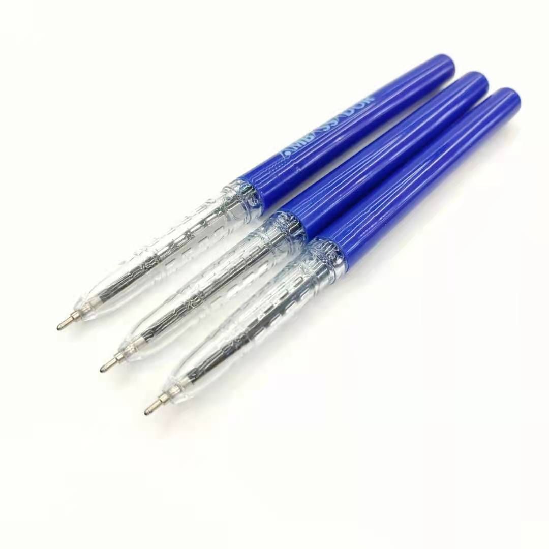 Wholesale of simple ballpoint pens, blue barrel and blue core ballpoint pens, teachers' office supplies Specification image
