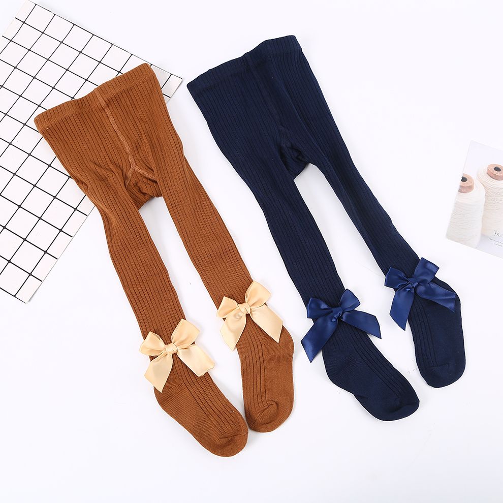 2021 Korean Spring and Autumn New style Baby big Bow Girls Tights, Children and infants big pp pantyhose Specification drawing