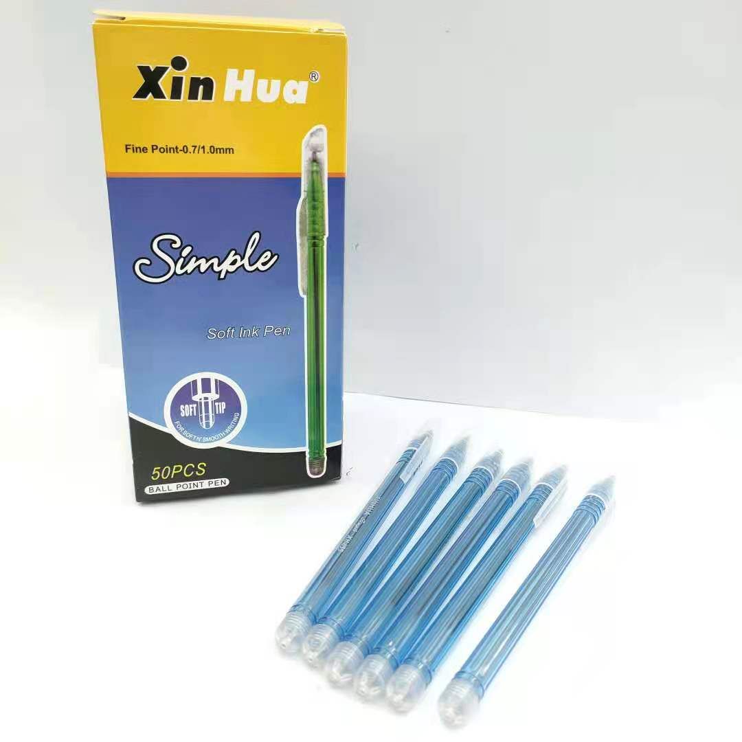 Simple ballpoint pen, plastic blue core ballpoint pen, office supplies, smooth writing