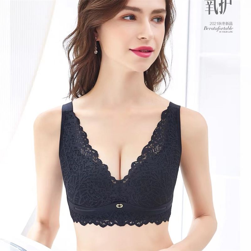 Lingerie Women's Lace Mesh Deep V Bra Women's Comfortable No Underwire Push-Up Accessorizing Bra 1