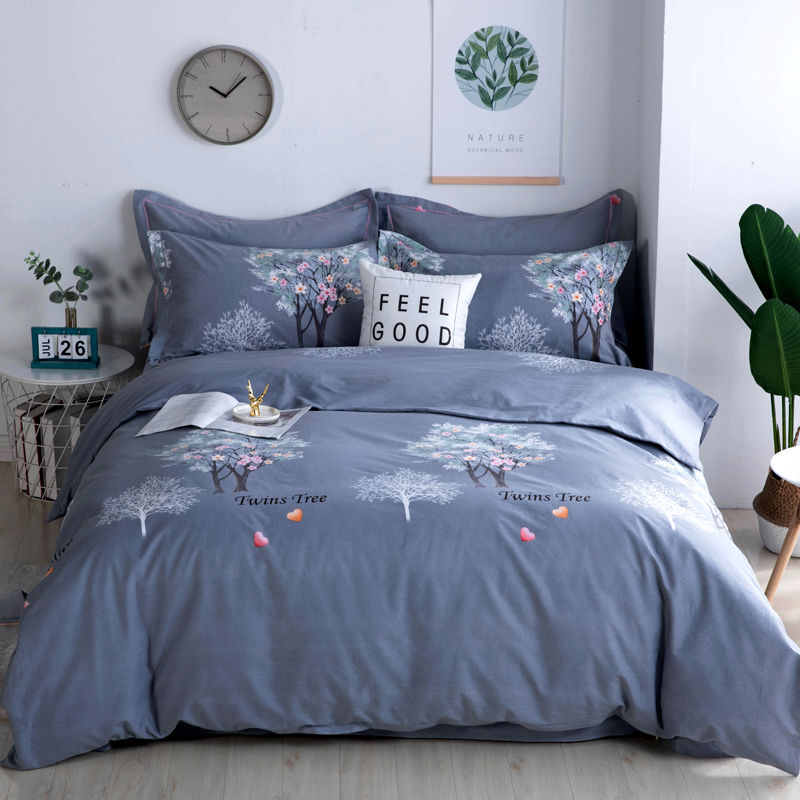 100% Cotton 4-Piece Set Thickened Cotton 4-Piece Set Ground 1.2M1.5m1.8m2 Meter Bedding Simple details Picture