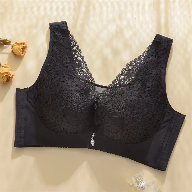 Lingerie women's lace mesh deep V bra Women's Comfort without underwire, gathering and retracting secondary breasts adjustable bra 48