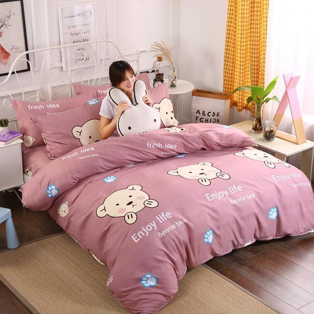 Thickened 100% Cotton 4-Piece Set Cotton Bed Sheet And Quilt Set Simple Double Student Dormitory 3-Piece Bedding 1 Specification drawing